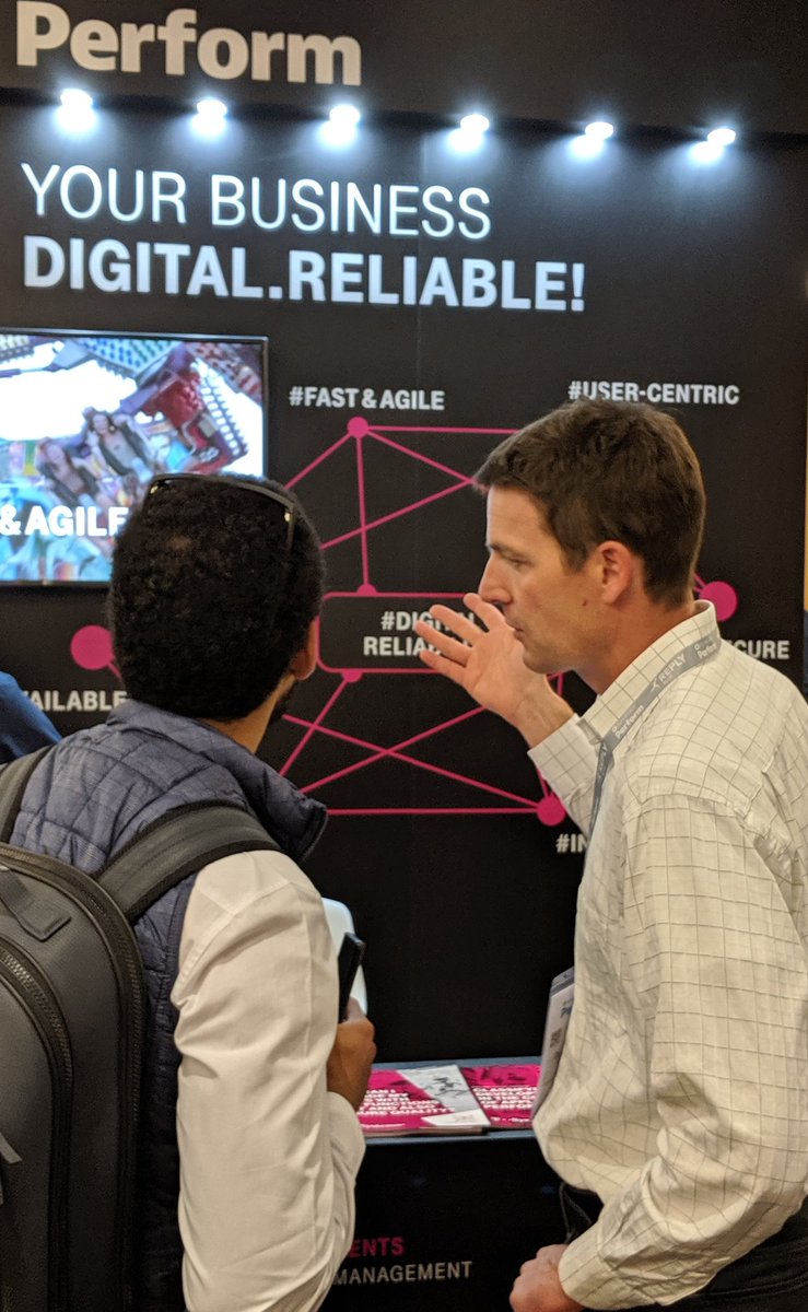 Dynatrace's tweet image. The @TSystems_MMS team is on-site at #Perform2019! As you can see, they are ready to chat with you. Meet them at booth G5.