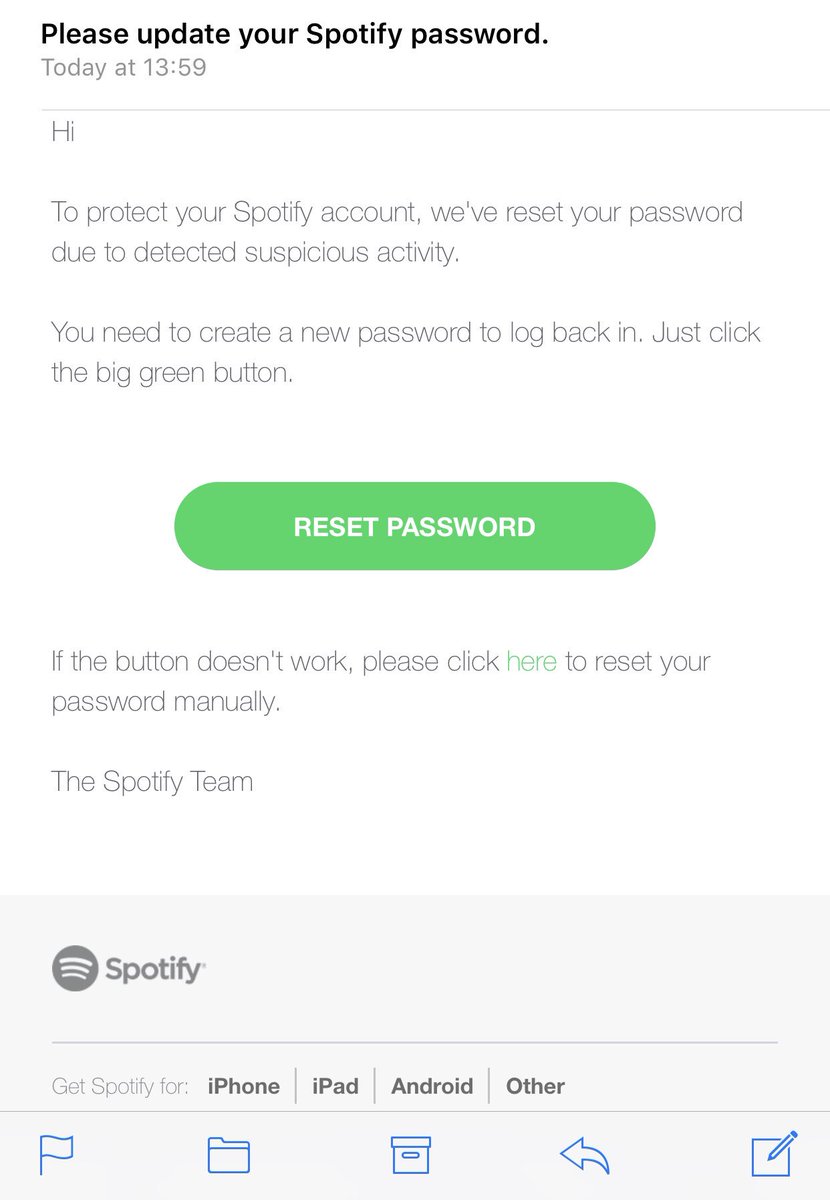 JonnyCB123's tweet photo. I’ve had this email from Spotify today. Is it legit?! @SpotifyCares https://t.co/iIExuP0AXO