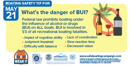 There are many dangers to boating under the influence. Protect your life and others – never BUI! 

#safeboating #safeboatingweek #smithmountainlake #bridgewatermarina #wearit