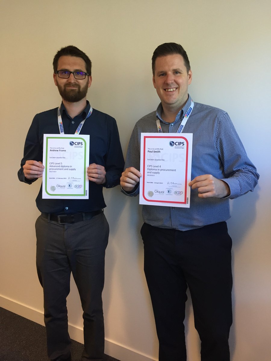 NHCProcurement's tweet photo. We would like to congratulate our colleagues, Paul and Drew, on their recent achievements. Paul completed his Level 4 Diploma in procurement and supply, with Drew also achieving his Level 5 Advanced diploma in procurement and supply.
#ConsortiumProcurement #CIPS https://t.co/uf1iPgHBcZ