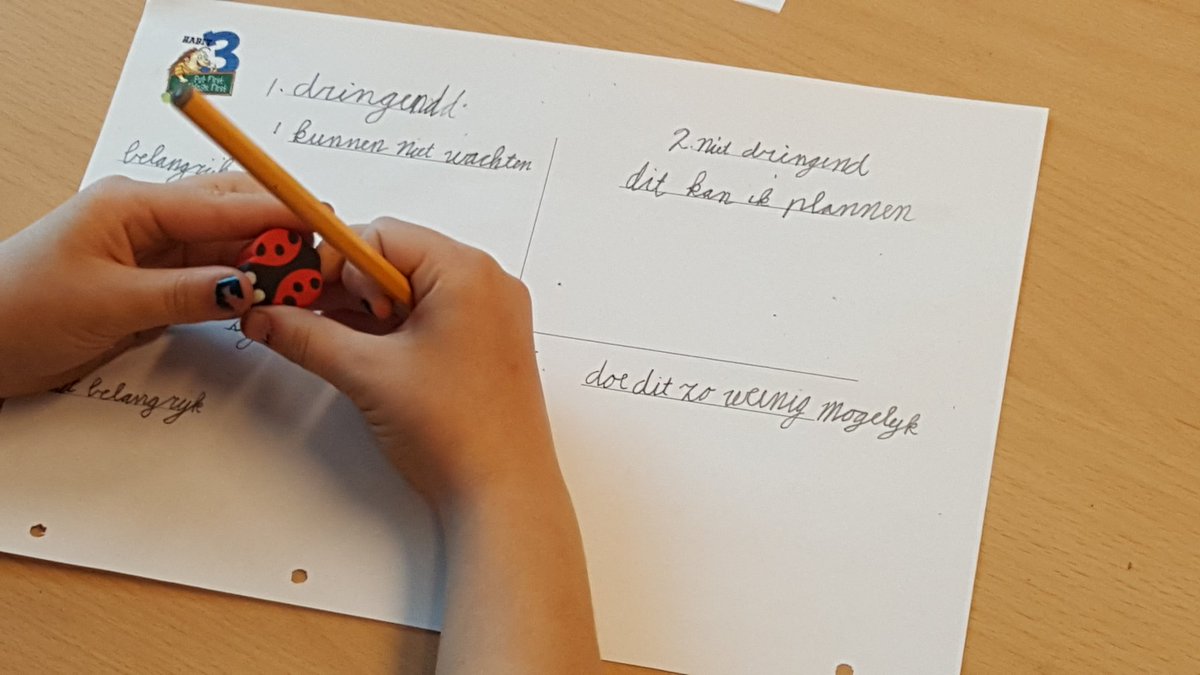 Onderwijsgek's tweet photo. Lesobservaties. De leeringen in groep 4 nemen het bordwerk over. Ze leren kiezen voor dingen die belangrijk zijn m.b.v. de prioriteitenmatrix van Covey. @TheleaderinmeNL #covey https://t.co/HmCeTByHKU