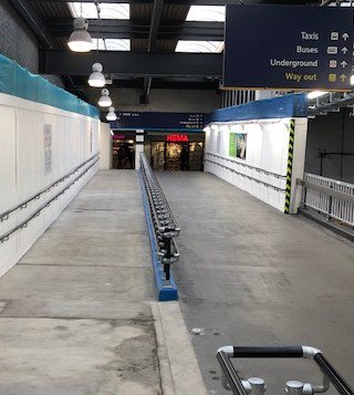 DMCContractsLtd's tweet photo. A further milestone achieved by DMC at Euston Station as ramp 2 of 3 is opened successfully, on time and safely. As well as screeding and stair work completed a head of schedule!  

#DMCContractsltd #tiling #screeding #London #Station #Euston #tiles #completed  #ramp #screed https://t.co/JNKDSEJsrD