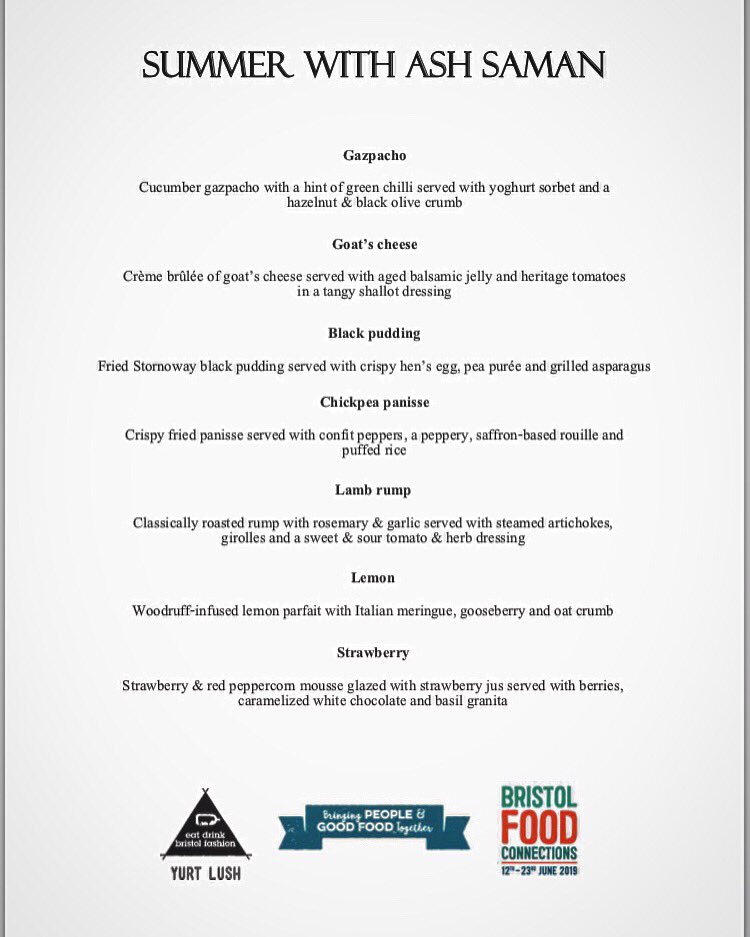 Event Alert 🚨 in collaboration with Bristol Food Connections I’ll be cooking a summery tasting menu <a href="/YurtLush/">Yurt Lush</a> on Saturday the 15/06. Get in touch for tickets <a href="/Bristolconnect/">Food Connections</a> @recruitingchefs <a href="/nomnomaduo/">nomnomaduo</a> <a href="/MatthewParcel/">matthew Parcel</a> <a href="/Bristol_Eats/">Bristol Eats</a> <a href="/bristol247/">Bristol24/7</a> @Wriggle_Bristol