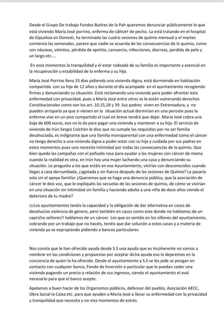 PAHMolletBV's tweet photo. #ViviendaDignaMJose 
@jasantano
 @scorchon
@c_laborda
@j_eizaguirre
@Irun_informa
@socialistasirun
@PSEGIPUZKOA
@EtxebizitzaEJGV a veces las circunstancias importan. No somos números somos personas. https://t.co/yUchxT1lfL