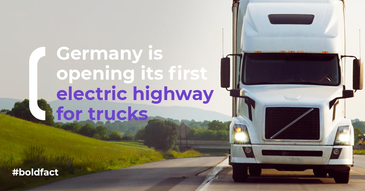 ExpleoGroup's tweet photo. [#BoldFact] The German government is trialling overhead electrified cables to power trucks on the autobahn. It’s the first test on public roads, reducing diesel emissions without losing the flexibility of road delivery. #ElectricHighway @CNNBusiness https://t.co/CfZRSFZ8Js https://t.co/kmQWE4lG61