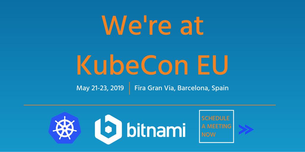 bitnami's tweet photo. We’re in Barcelona for @KubeCon_ EU! Stop by booth #S2 to chat about #Kubernetes solutions, secure open source applications, and #Bitnami app packaging and maintenance. https://t.co/FPmz8T3Qu9 @CloudNativeFdn #BKPR #Stacksmith #KubeCon #CloudNativeCon https://t.co/uFhT04S1dN
