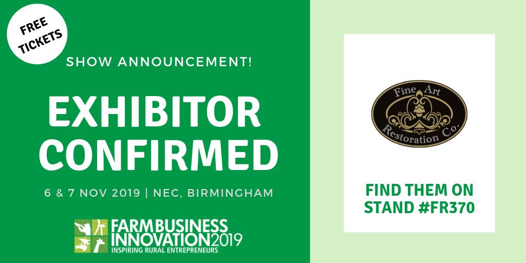 💥Exhibitor Confirmed💥 

The Fine Art Restoration Co are experts in restoring paintings, from historic oil paintings to contemporary works of art.

Follow <a href="/FineArtRest/">Fine Art Restoration Company</a> and visit fineart-restoration.co.uk.

Get your FREE tickets here -- bit.ly/2muQGoT!

#FarmBiz #FBI2019