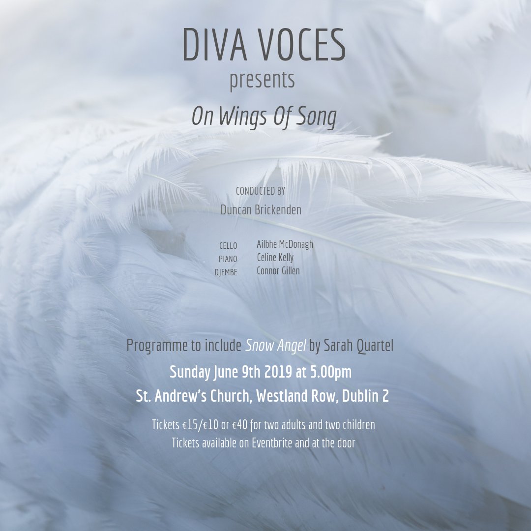 DivaVocesChoir's tweet photo. Save the date! Our summer concert takes place on Sunday 9th June at 5pm in St. Andrew's, Westland Row. Join the Divas for an eclectic mix of music. Tickets available via Eventbrite or at the door. 🎶 #DivasRule #LoveChoral https://t.co/zhk9I9LiRJ