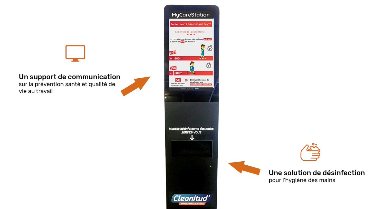 Cleanitud' a lancé il y a quelques semaines MyCareStation.
1er borne de communication digitale dédiée à la prévention Santé et QVT complétée d'une solution de désinfection des mains.

Contenu sur les thématiques santé, bien-être, sport, nutrition, Sport

buff.ly/2SuHyz7