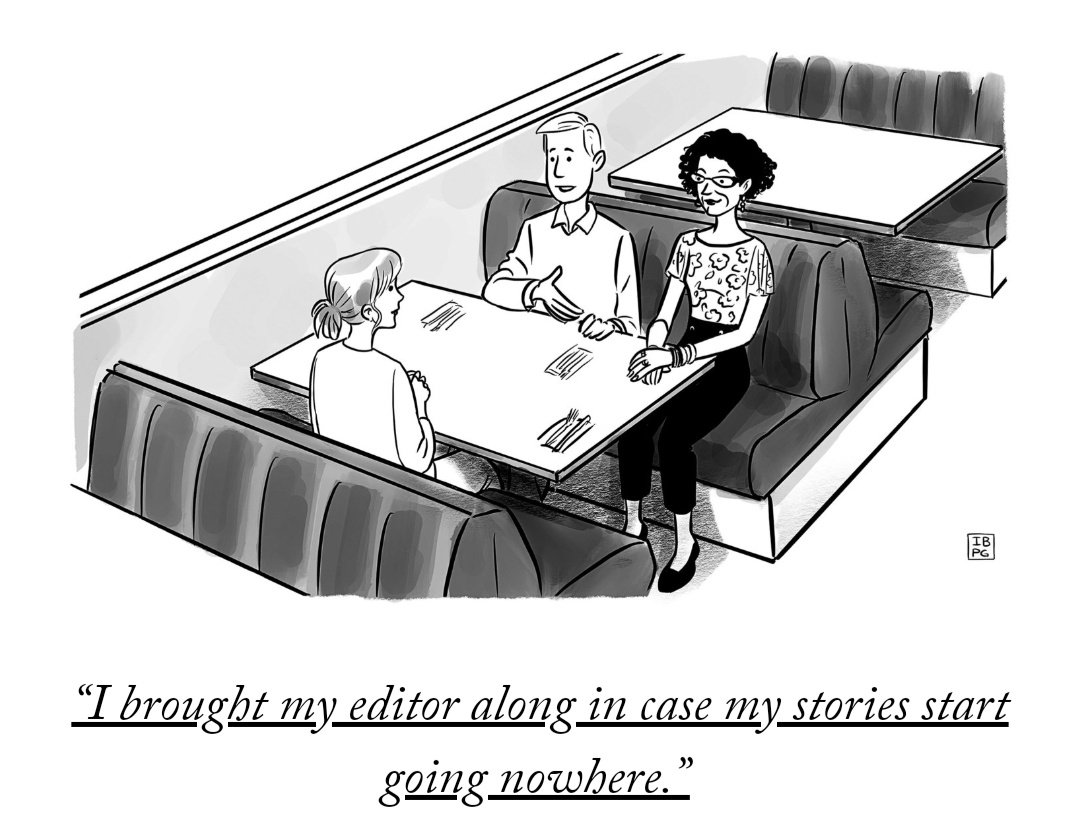 's tweet image. I do love @NewYorker cartoons. I'd like to have a sub-editor in my pocket at all times to correct my anomalies. Any one up for the gig? I'll make the tea and supply cake, can even do vegan or glutenfree. #journolife #editedversion