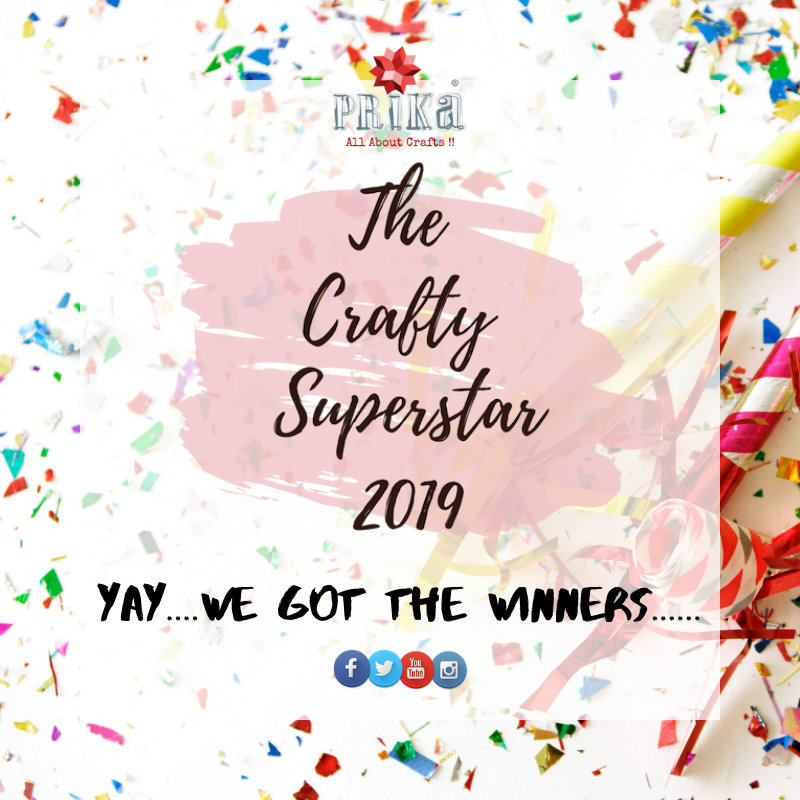 Prika_by_Love's tweet photo. "The Crafty Superstar-2019: Winners Announced"
.
Here's comes the day to finally bring this amazing creative event to an end. Yes we will be announcing the winners. 
.
Hop onto Blog to read more:https://t.co/7Q42jejmCE https://t.co/p3Sp0cDwE7