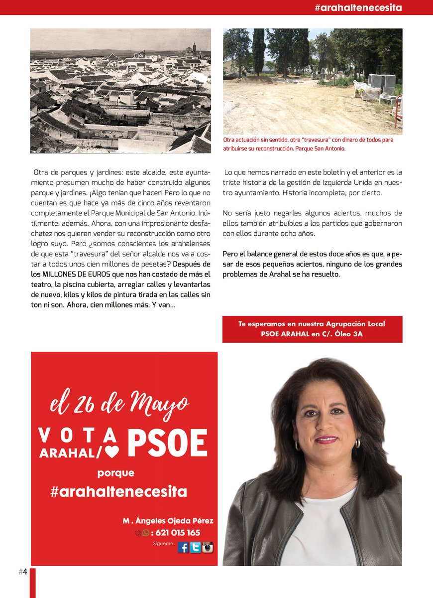 Publicación "Socialistas de Arahal" que se está haciendo llegar a los vecinos, poniendo de manifiesto los incumplimientos de programas de IU durante estos últimos 12 años. 
#SiempreHaciaDelante #Arahaltenecesita #PSOEArahal #VotaPSOE #Arahal