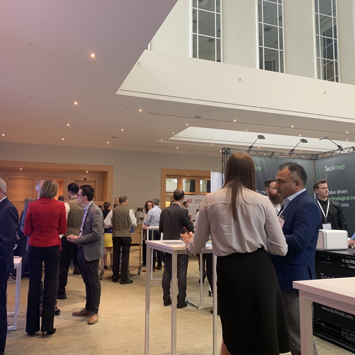 PharmaIQNews's tweet photo. Lots of networking and discussions during the morning break at #CTSForum. Exhbition hall is looking great full of our sponsors including @PCI_Social, @AlmacGroup, @Nelumbox and more! https://t.co/LrlcVXDoIR