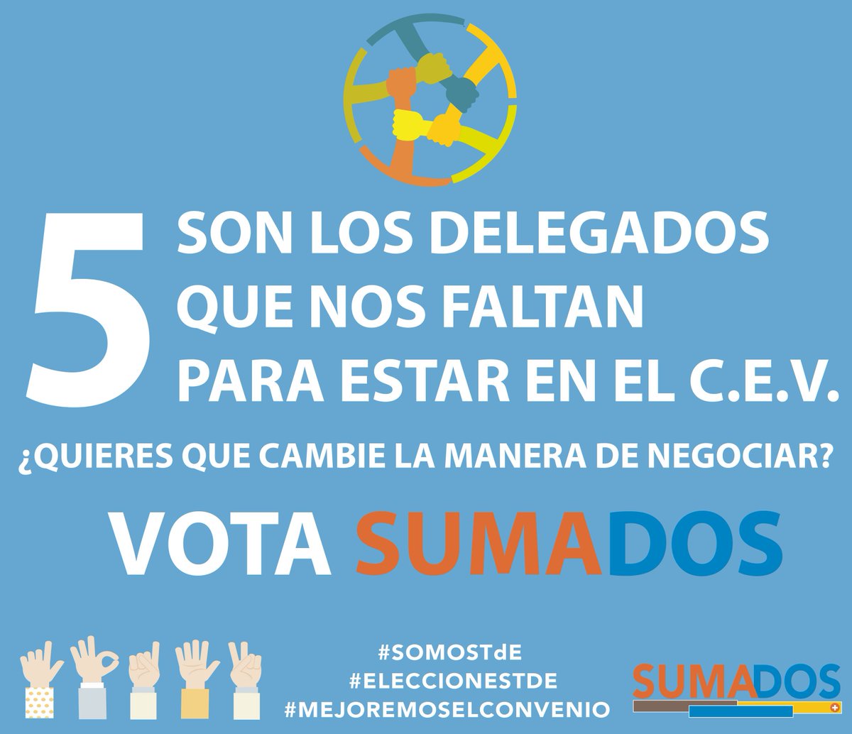 SumadosT's tweet photo. Si quieres que cambie la forma de negociar, en las #ELECCIONESTDE del próximo 23 de mayo (Madrid y Zaragoza), vota #SUMADOS: https://t.co/zpZxW5Aipx #somosTdE #mejoremoselconvenio #Telefónica https://t.co/2YzJkseHpY