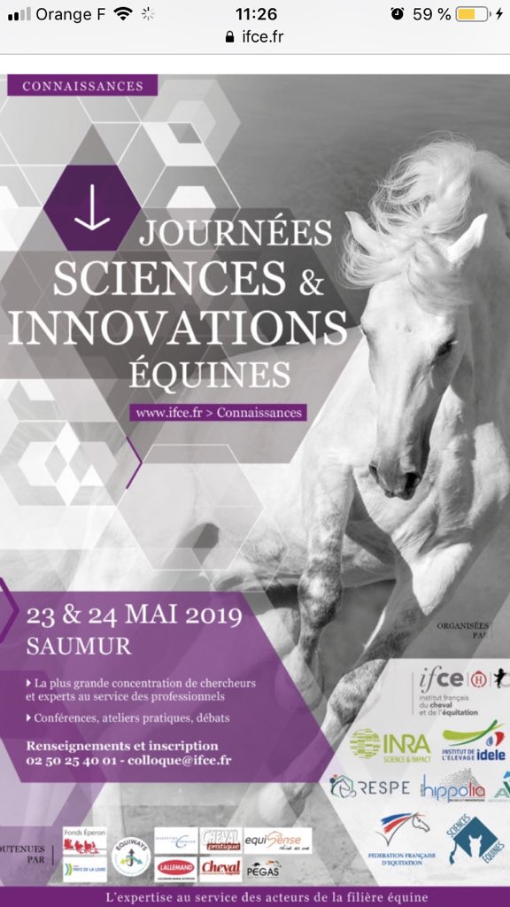 Equiways sponsor de la journee de la recherche equine 23-24 mai a Saumur - venez nous rendre visite et echanger avec nous sur votre projet  #ifce #innovation