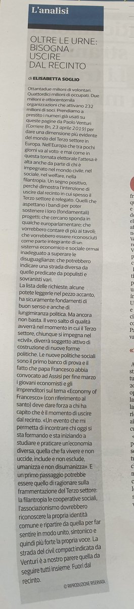 paoloventuri100's tweet photo. ..le elezioni Europee? Una grande occasione per "#uscire dal recinto" @CorriereBN @EliSoglio @FiaschiClaudia @forumterzosett @st_granata https://t.co/XTrJBvSEhx