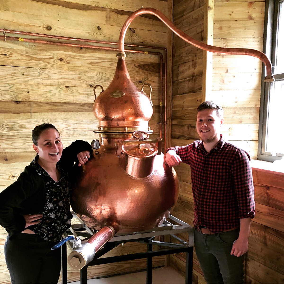StirlingDist's tweet photo. Here’s our #distiller and #distillerymanager geeking out over the new #still - we’re all in love! #stirlingdistillery https://t.co/cFPslQIJdC