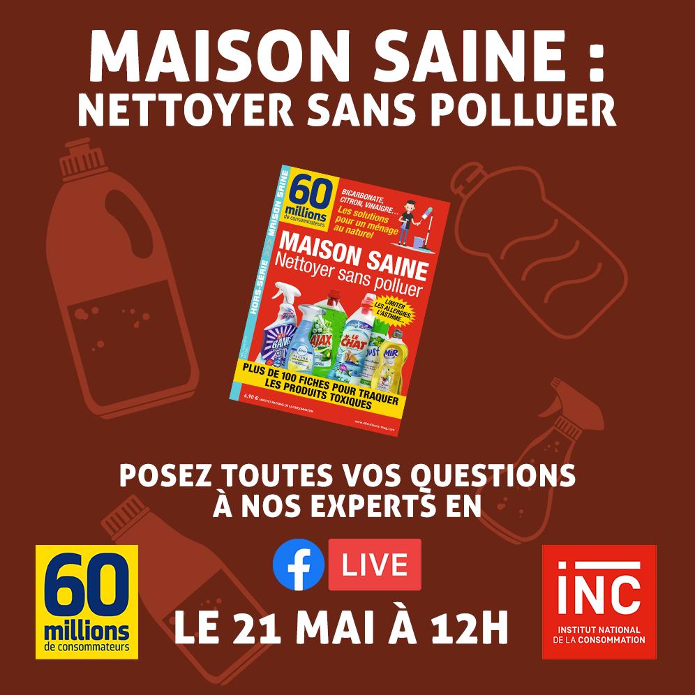 #MardiConseil - RDV à midi pour notre Facebook live spécial #MaisonSaine 🏡

Nos experts répondront à toutes vos questions sur les produits ménagers ! 💡

Cliquez ici pour nous suivre en direct 👇
facebook.com/consomag.TV/vi…

#produitsménagers #ménage #pollutionintérieure