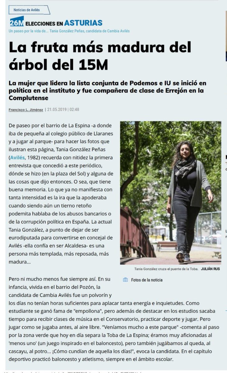Cambia Aviles (@cambiaaviles) on Twitter photo 📰 "La fruta más madura del árbol del 15M"
Entrevista a nuestra candidata <a href="/TaniaGonzalezPs/">Tania Peñas</a> 👇👇
#CambiaAviles #Futuro #26M 📰 "La fruta más madura del árbol del 15M"
Entrevista a nuestra candidata <a href="/TaniaGonzalezPs/">Tania Peñas</a> 👇👇
#CambiaAviles #Futuro #26M
