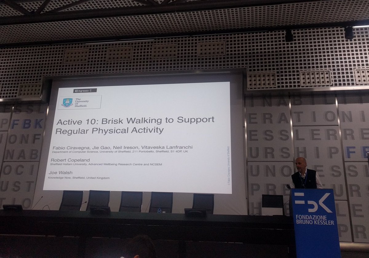 HealthPervasive's tweet photo. "Active 10: Brisk Walking to Support Regular Physical Activity" a work by Fabio Ciravegna, Jie Gao, Neil Ireson, Vitaveska Lanfranchi and Joe Walsh #PervasiveHealth2019 #trackingandmonitoring #active10 https://t.co/juF1HEJF9S