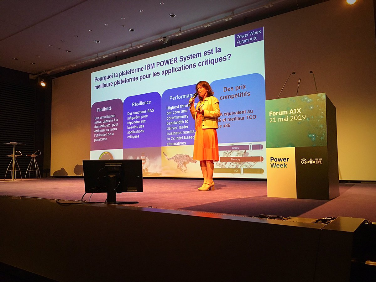 PetraBuehrer's tweet photo. Great opening provided by Stéphanie Bernard @stephanieplant8 at the #AIX Forum during the #IBMPowerWeek in France talking about why #PowerSystems is the perfect platform to run mission critical workloads: Infrastructure really matters! #Power9 #AIX #Cloud #AI https://t.co/zqvQ4Leq98