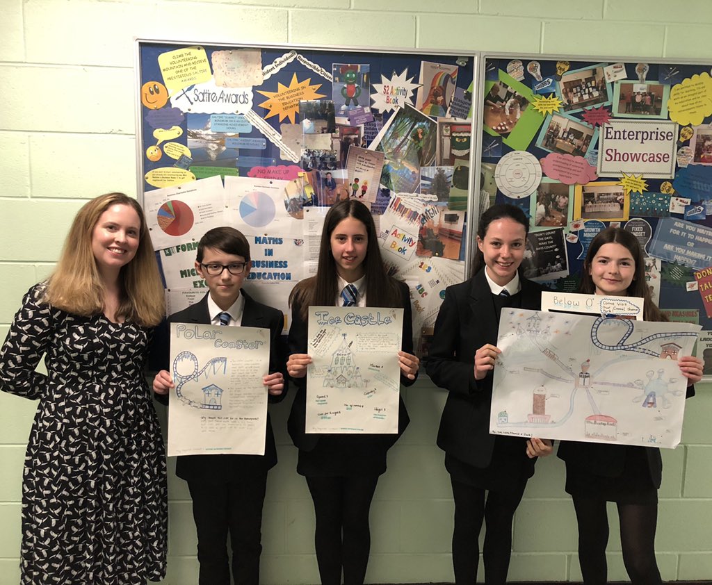 DouglasAcad's tweet photo. A huge congratulations to our S2 Dragons’ Den winners - Marnie, Zoe, Lara and Jack (Below 0)! What a fantastic theme park! Also, a huge thank you to Aileen for attending as a judge from @GCH_Charity! #SfLLW https://t.co/odbcVxxSsf