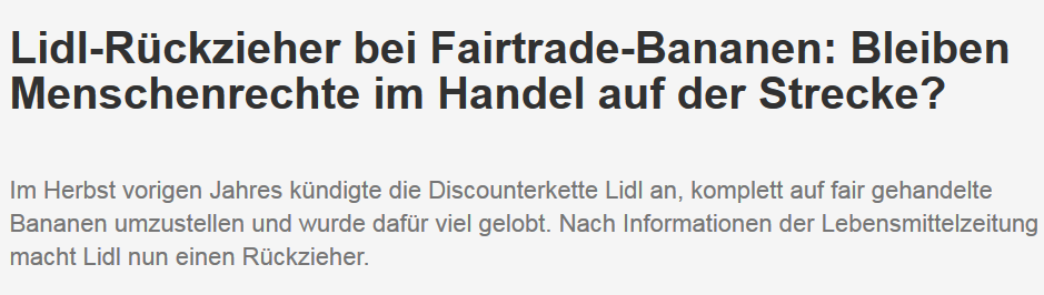 miadschaem's tweet photo. War es nur ein Marketing-Trick? .@lidl zieht das Versprechen zurück auf 100% #FairTrade Bananen umzusteigen. Am Ende zahlen die #Bananen-ArbeiterInnen den Preis für den Preiskampf der Discounter. Es ist ein Ausverkauf der #Menschenrechte https://t.co/1g0q8P8dho #MakeFruitFair https://t.co/Wujh11XVrx