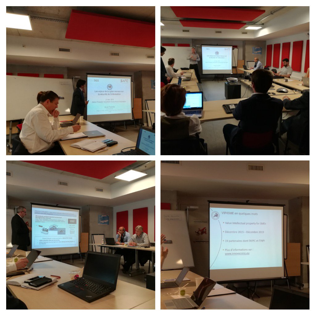 laura_carel's tweet photo. @safecluster organise avec @Pole_SCS un workshop PI & sécurité de l'information avec @ANSSI_FR #medinvent @INPIFrance et Stephane PAQUET security corporate dans le cadre de @VIP4SMEproject https://t.co/16zObe9PGP