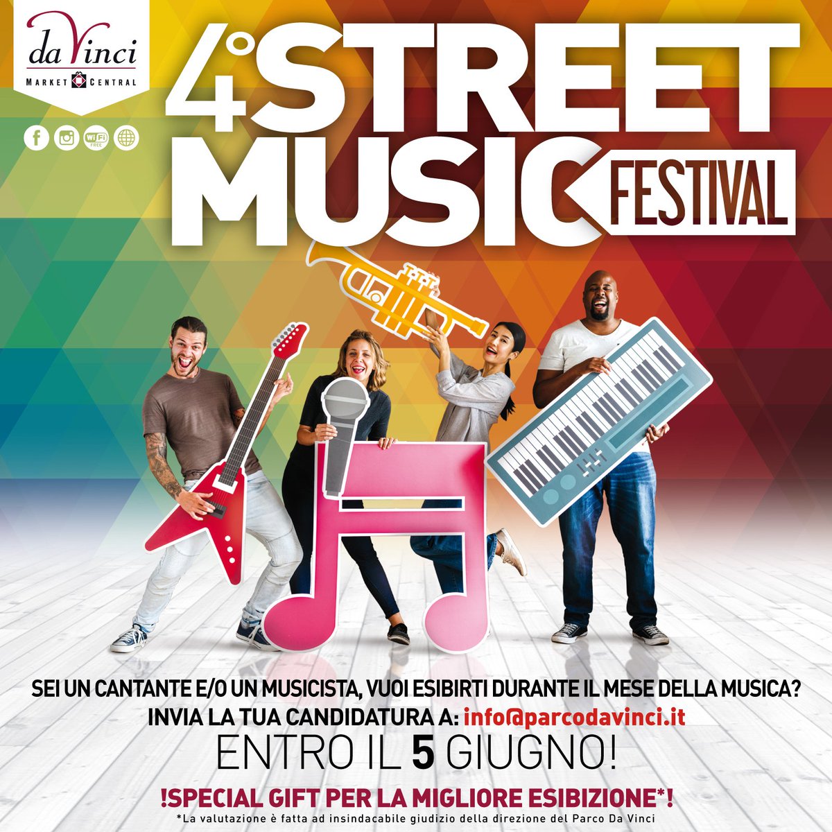 PARCODAVINCI's tweet photo. Sei un cantante e/o un musicista? Vuoi esibirti durante il mese della musica? Invia la tua candidatura entro il 5 Giugno mandando una mail a info@parcodavinci.it https://t.co/petAFlSbdq