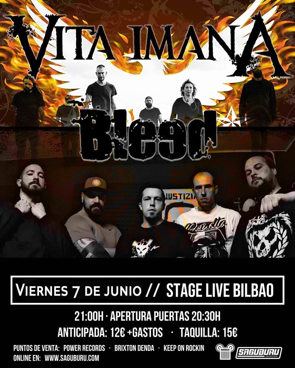 Ya hay nueva fecha para el directo de @VitaimanA y @wearebleed en la Stage Live de Bilbao 🤘🤘 .
. . .
#vitaimana #bleed #groovemetal #metallegion #bilbao #stagelive #euskalmetal #metal #euskalmetalhead #metaleuskadi #Taldea #euskaltaldea #zuzenean #metalmusic #music #musica