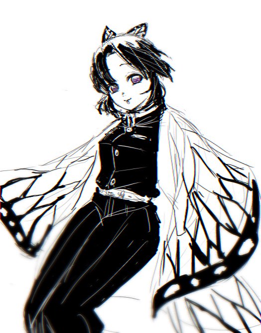 如月たまこさんがTwitterに投稿した胡蝶しのぶ(鬼滅の刃)のイラスト。