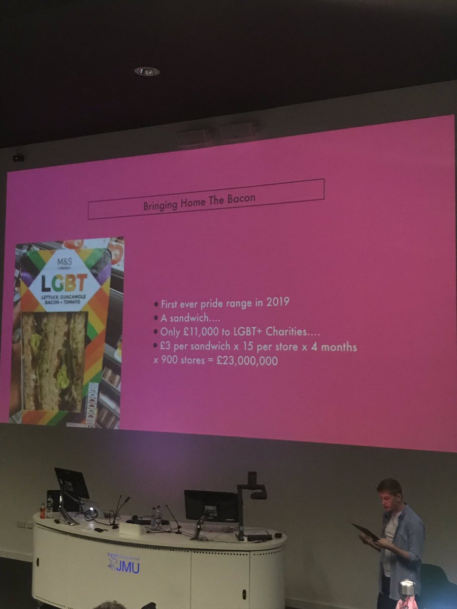 FreshBloodFest's tweet photo. #CIM2019 Pretty shocking figures concerning @marksandspencer  ‘pro LGBT’ actions in Josh Ford’s talk on Pink Washing #CIM2019 https://t.co/3PnaOWbqof