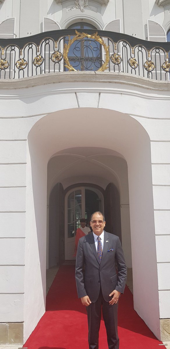 RwandaInGermany's tweet photo. Amb. @Cesar_Igor_ just presented his letters of Credence to H.E. @Andrej_Kiska , President of Slovak Republic @RwandaMFA https://t.co/uknLoCjDMd