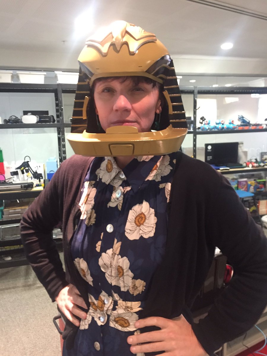 koshertonystark's tweet photo. The amazing @Michelle2795C getting ready to take her squadron of #stemsharecommunities leaders on their next adventure! #steam #imagination #3dprinting #BattlestarGalactica #viperpilot https://t.co/KoAhzpbiiD