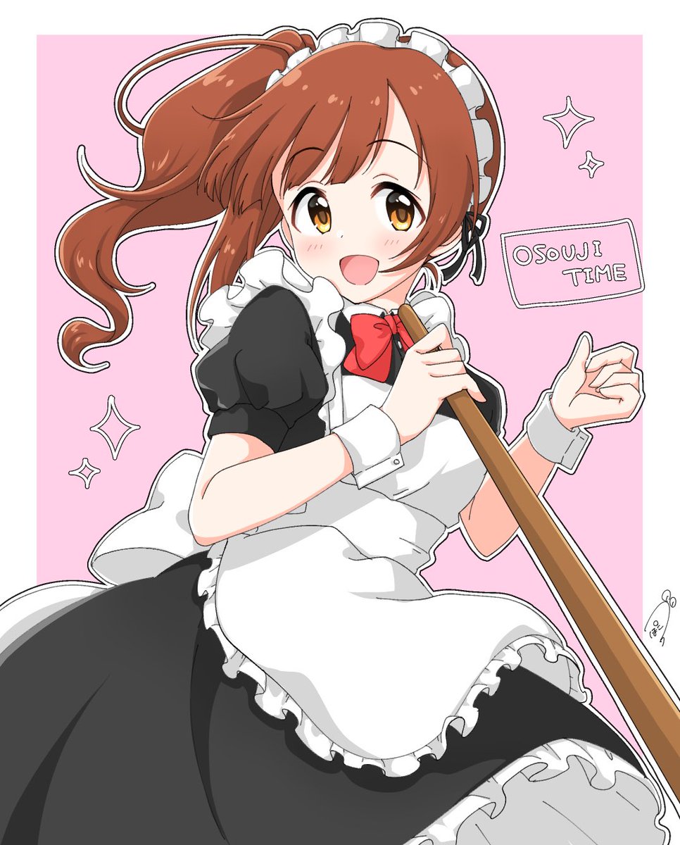 igarashi kyoko 1girl maid solo maid headdress apron brown hair side ponytail  illustration images