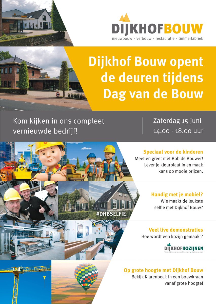 Benieuwd naar onze vernieuwde kantoren en timmerfabriek? Je bent van harte welkom op onze open dag op zaterdag 15 juni!
@dagvandebouw #dijkhofbouw #dijkhofkozijnen