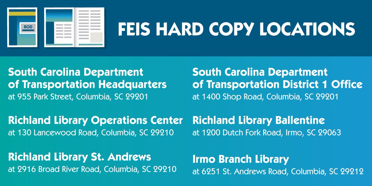 scdotCrossroads's tweet photo. Change is coming! #SCDOTCrossroads is one step closer to a solution for #MalfunctionJunction with the publication of the Final Environmental Impact Statement (FEIS). You can take a look at our plans by visiting https://t.co/ZafiwHKsZg or visiting a location with a hard copy. https://t.co/9lXjgtAeu2