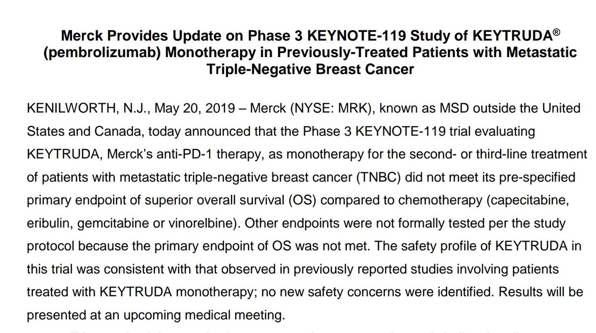 Still a lot to learn about immunotherapy and breast cancer. Special thanks to all patients randomized in this study🙏❤