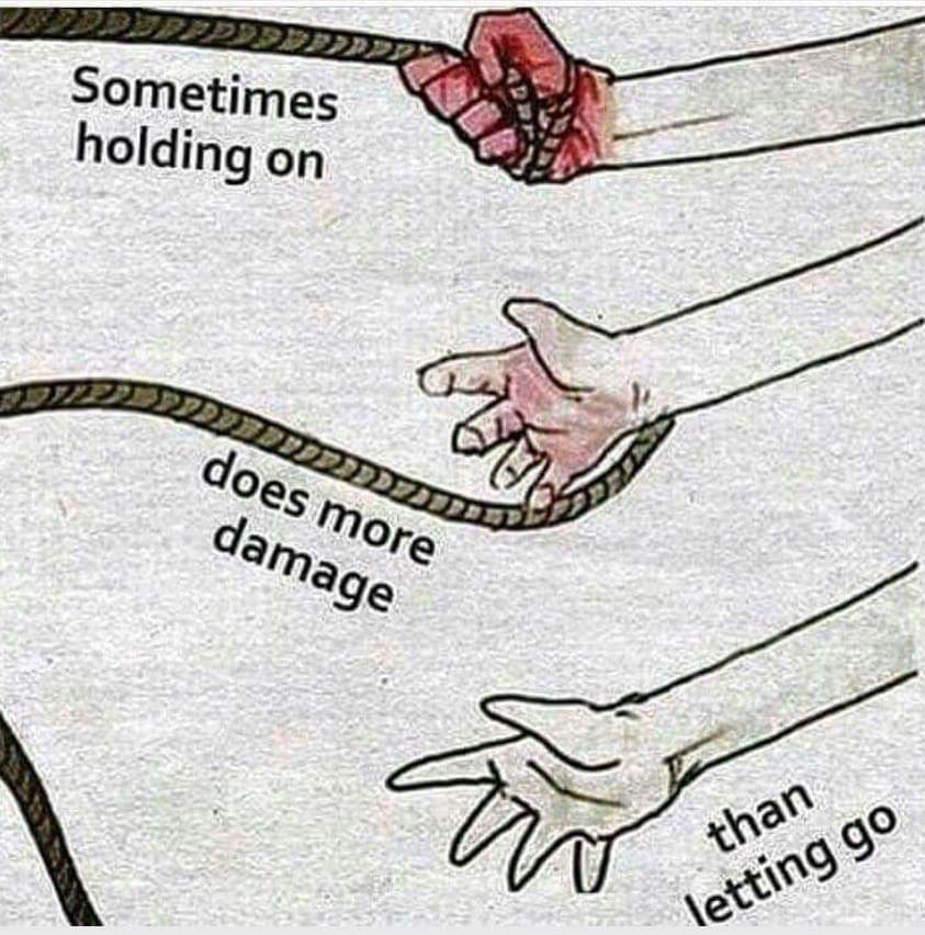 BennyChristia12's tweet photo. Sometimes holding on does more damage than letting go.
#InspireThemRetweetTuesday
@RespectYourself 
#IQRTG #spdc #JoyTRAIN https://t.co/MzFcGXGuB7