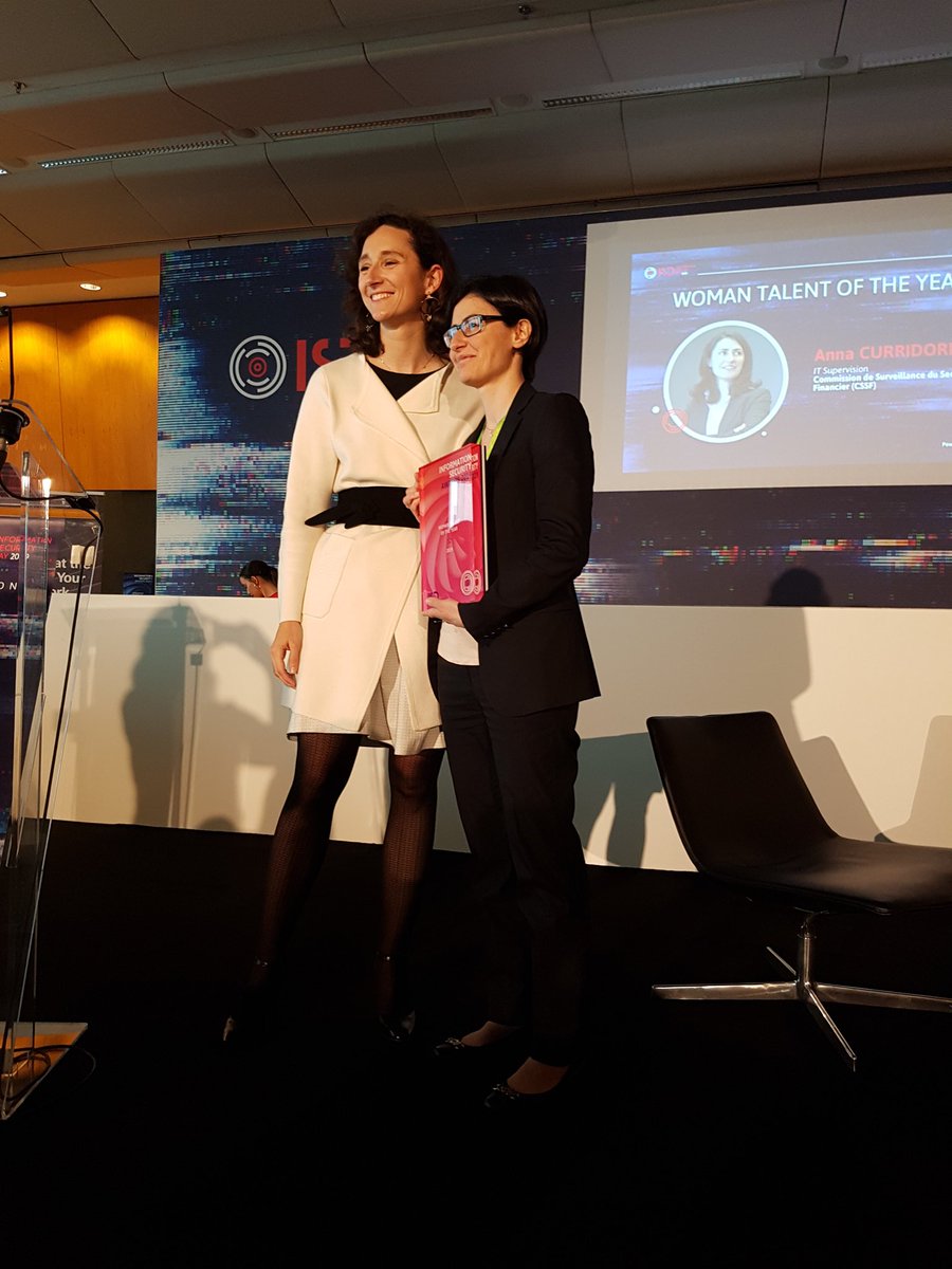 MarinaStephanov's tweet photo. Woman talent of the year is Anna Curridori of CSSF, congratulations! #ISday2019 #ICTSpring2019 Award presented by @wide_lu https://t.co/j2hRzoVLGz