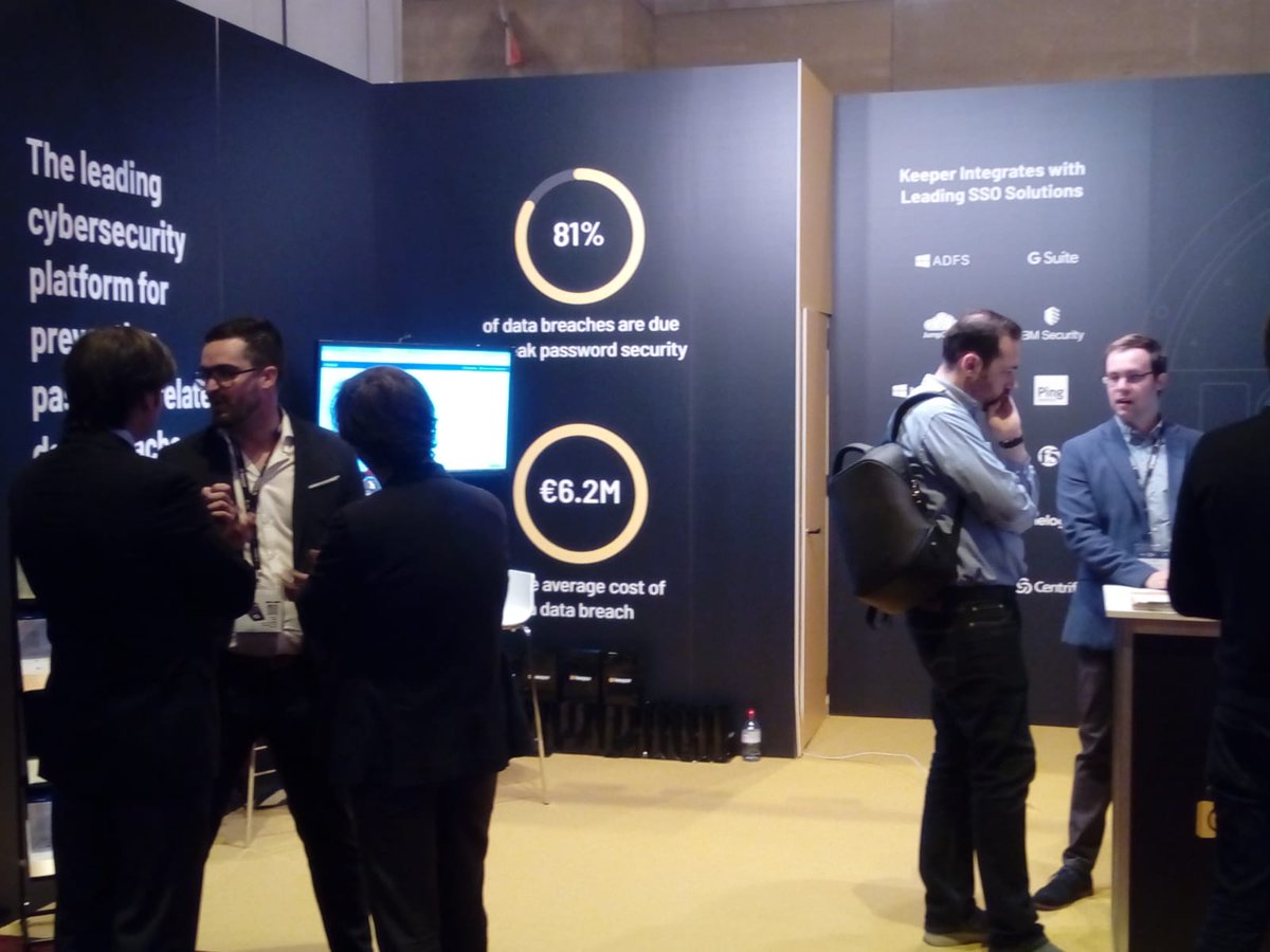 KeeperEMEA's tweet photo. The @keepersecurity team again giving Demo after Demo, this time #DES2019 in Madrid @DES_show the Keeper European roadshow continues in our quest to help companies around the world prevent #password related #databreaches

#security #cybersecurity #hacking #biometrics #technology https://t.co/LJHo7L2Bt4