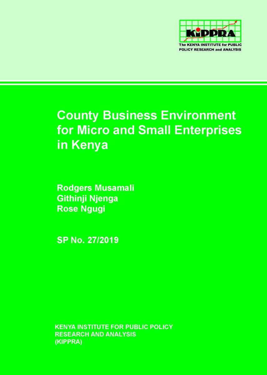 MSMEs Survey of 2016 estimates that the MSEs sector in Kenya contributes
23.6 per cent and 24.7 per cent of the gross value addition and national output,
respectively. <a href="/KIPPRAKENYA/">KIPPRA</a>'s latest spacial paper looks at county business environment for MSEs  bit.ly/2Jv3lpZ