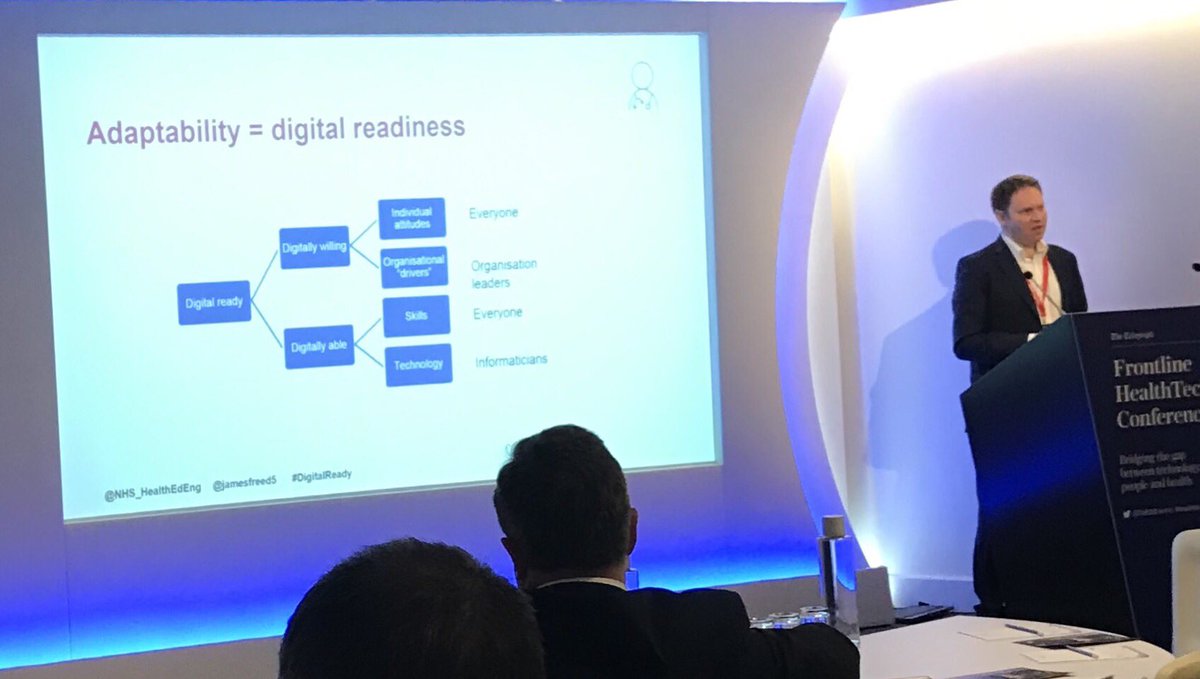 radarhealthcare's tweet photo. Key messages from James Freed on the need to ensure people are ready for digital 
@TelB2BEvents 
#healthtech19 https://t.co/mihmYSXSft