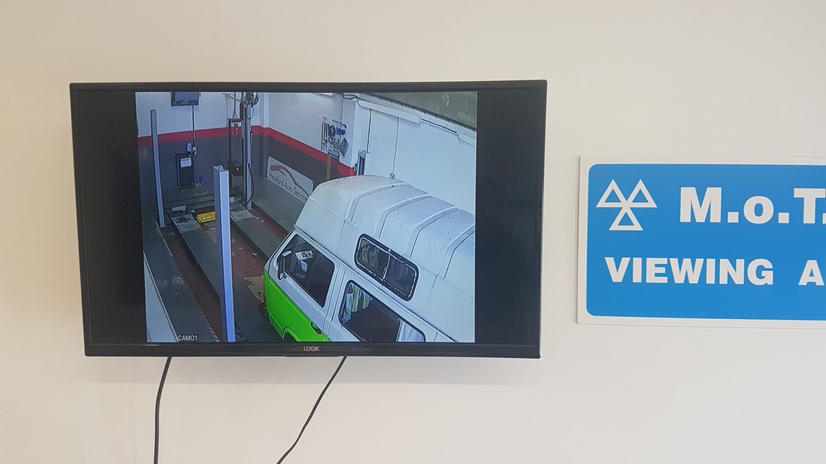 We service, MoT and repair camper vans &amp; light commercial vehicles as well as cars. Here's a larger vehicle about to go on a ramp as seen in our MoT viewing area.

With two 4 tonne ramps and 3 smaller ramps we're able to help with most larger vehicles. Just call us on 355458!
