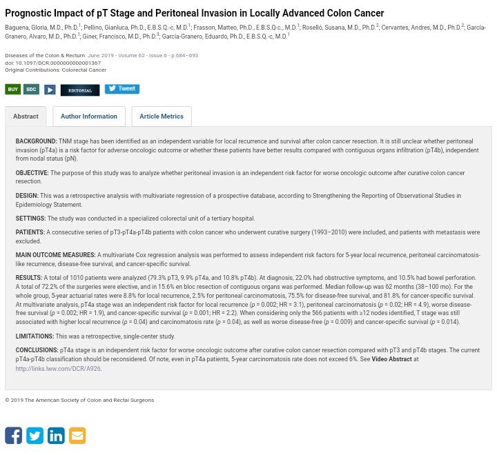 Gianluca Pellino (@gianlucapellino) on Twitter photo Prognostic Impact of pT Stage in Locally Advanced Colon Cancer
Delighted to see it in <a href="/DCRjournal/">DCRjournal</a>
journals.lww.com/dcrjournal/Abs…
with an insightful editorial
journals.lww.com/dcrjournal/Cit…
video abstract:
links.lww.com/DCR/A926
#colorectalsurgery #colorectalresearch #colorectalreseach Prognostic Impact of pT Stage in Locally Advanced Colon Cancer
Delighted to see it in <a href="/DCRjournal/">DCRjournal</a>
journals.lww.com/dcrjournal/Abs…
with an insightful editorial
journals.lww.com/dcrjournal/Cit…
video abstract:
links.lww.com/DCR/A926
#colorectalsurgery #colorectalresearch #colorectalreseach