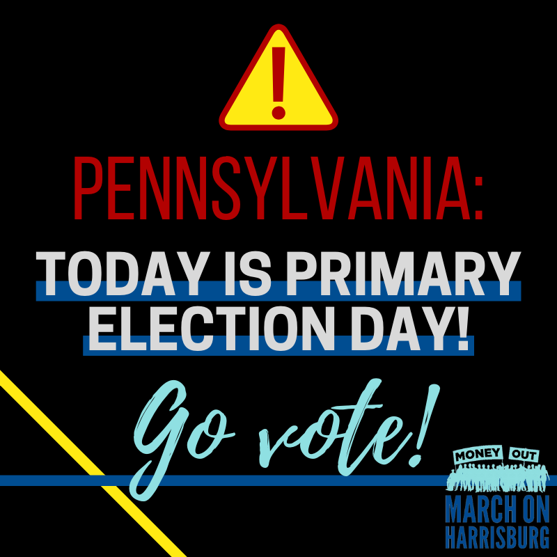 EndPACorruption's tweet photo. Hey Pennsylvania! Don't forget to go vote today!
Bonus: Learn how we are working to make voting more accessible and easier for everyone in our state by passing #OpenPrimaries, #NoExcuseAbsentee voting and #SameDayRegistration at https://t.co/yhjnr1D2At #GOTV #Vote https://t.co/P68aQnpWfX