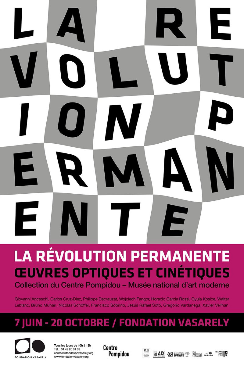 @FVasarely #larévolutionpermenante, exposition du 7 juin au 20 octobre Oeuvres optiques et cinétiques de la collection du @CentrePompidou