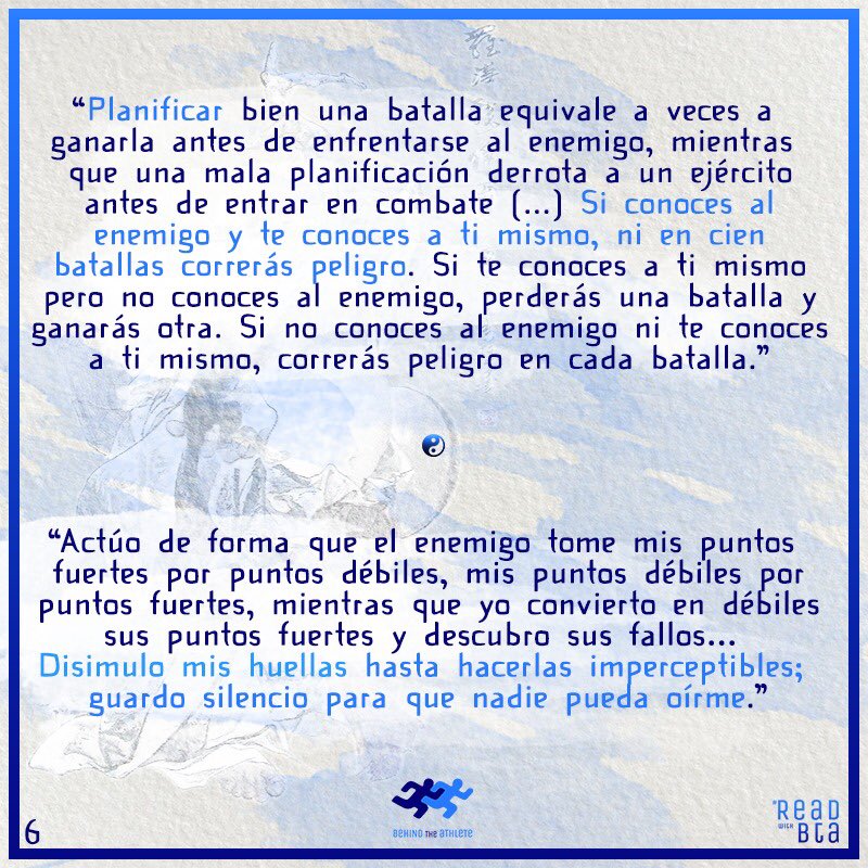 BehindAthlete's tweet photo. 🗨 #MrBoostBTA: "Segunda entrega de 'El arte de la guerra' de Sun Tzu. Competir y gestionar equipos desde un punto de vista bélico. ¡Qué lo disfrutéis!

#read #books #bookstagram #elartedelaguerra #suntzu #war #sport #kowledge #Reading #theartofwar #ReadWithBTA #BTA https://t.co/LNrMI2tRER