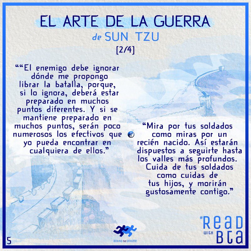 BehindAthlete's tweet photo. 🗨 #MrBoostBTA: "Segunda entrega de 'El arte de la guerra' de Sun Tzu. Competir y gestionar equipos desde un punto de vista bélico. ¡Qué lo disfrutéis!

#read #books #bookstagram #elartedelaguerra #suntzu #war #sport #kowledge #Reading #theartofwar #ReadWithBTA #BTA https://t.co/LNrMI2tRER