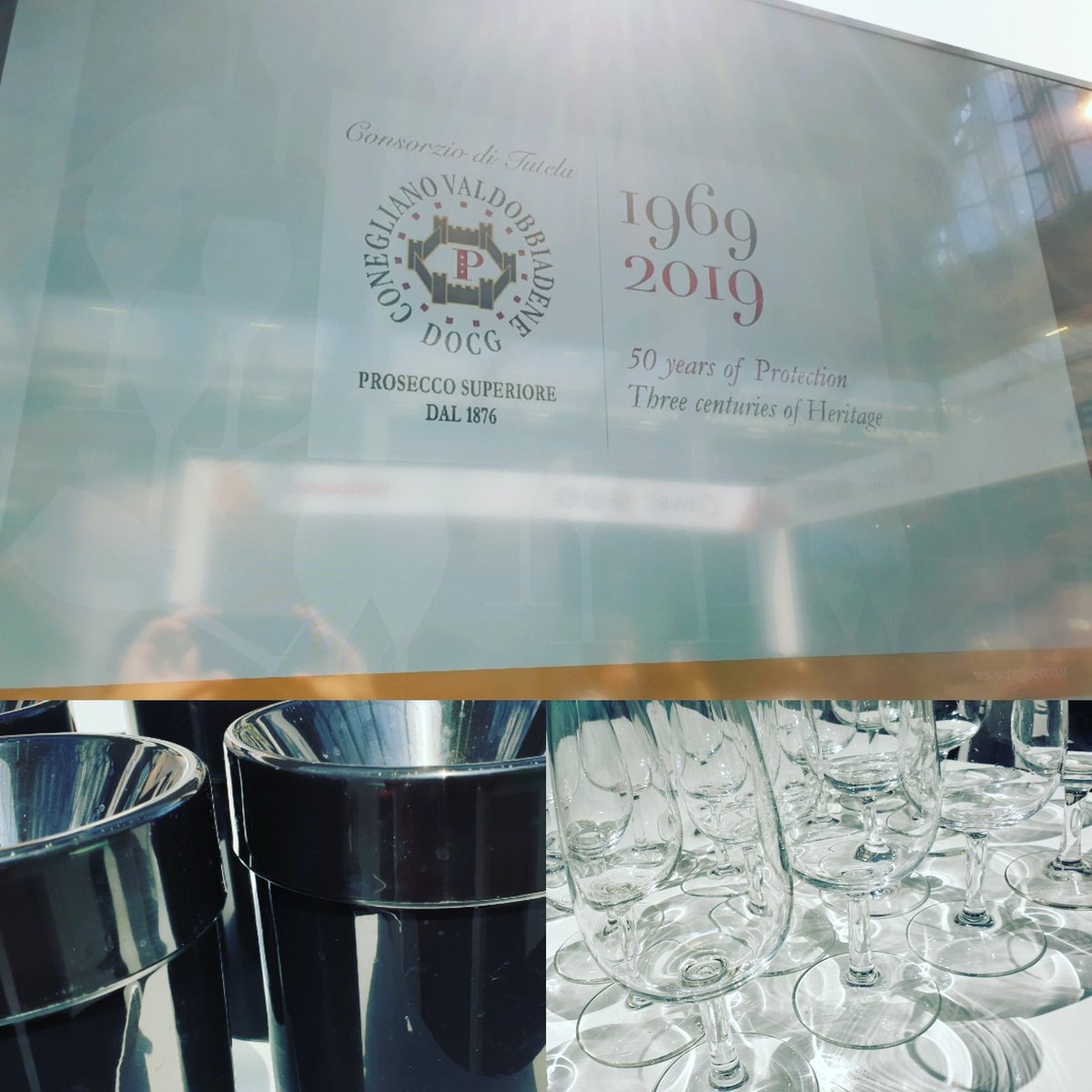 Checking the presentation setting up glasses for the 1:30pm Prosecco Superiore masterclass <a href="/theIWSC/">IWSC - International Wine & Spirit Competition</a> stand K40! <a href="/ProseccoCV/">Prosecco Superiore</a>